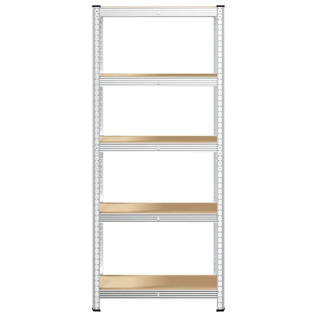 5-Layer Storage Shelf Silver Steel&Engineered Wood