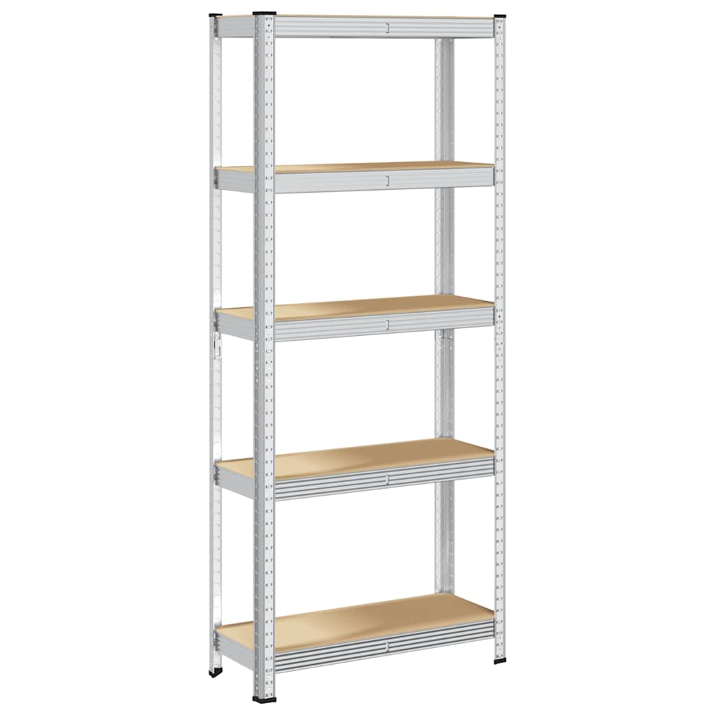 5-Layer Storage Shelf Silver Steel&Engineered Wood