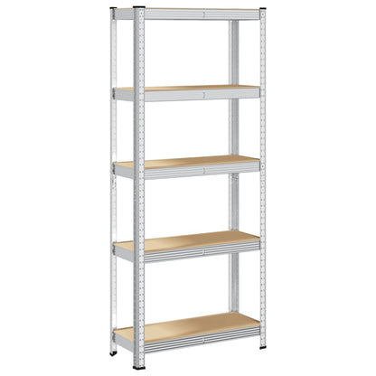 5-Layer Storage Shelf Silver Steel&Engineered Wood