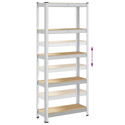 5-Layer Storage Shelf Silver Steel&Engineered Wood