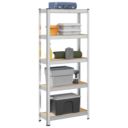 5-Layer Storage Shelf Silver Steel&Engineered Wood