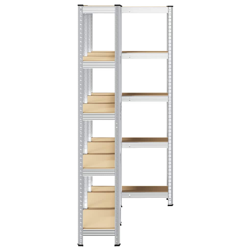 5-Layer Storage Shelves 3 pcs Silver Steel&Engineered Wood