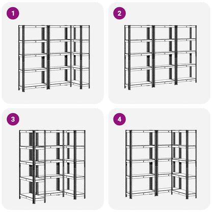 5-Layer Storage Shelves 3 pcs Silver Steel&Engineered Wood