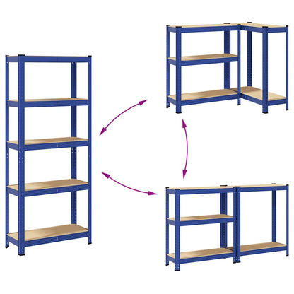 5-Layer Storage Shelf Blue Steel&Engineered Wood