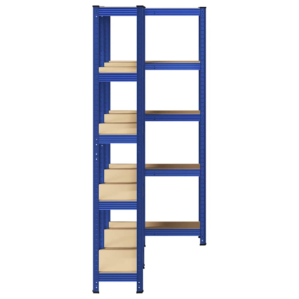 5-Layer Storage Shelves 3 pcs Blue Steel&Engineered Wood