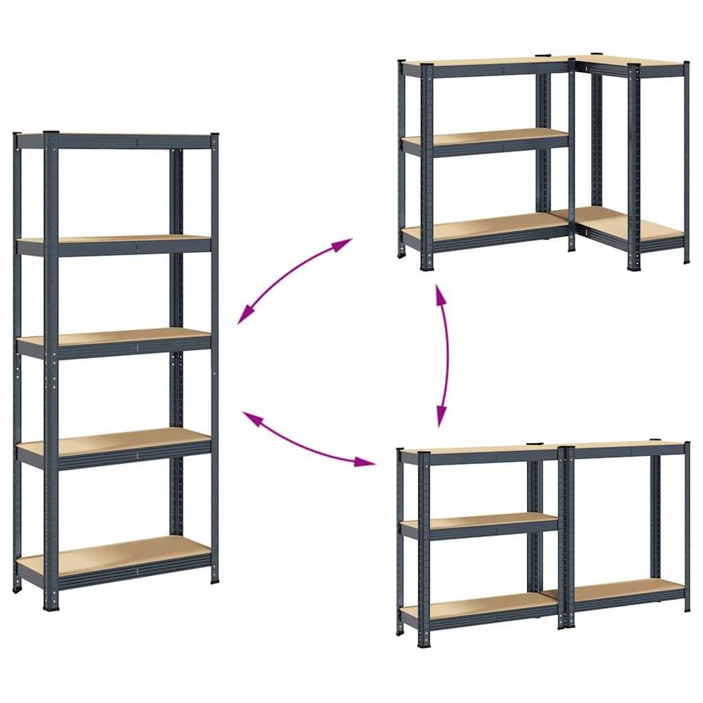 5-Layer Storage Shelf Anthracite Steel&Engineered Wood