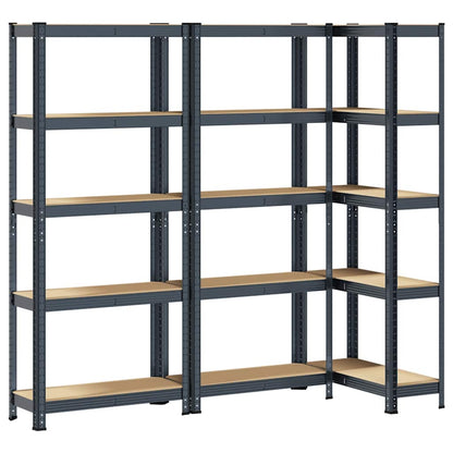 5-Layer Storage Shelves 3 pcs Anthracite Steel&Engineered Wood