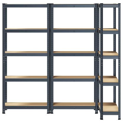 5-Layer Storage Shelves 3 pcs Anthracite Steel&Engineered Wood