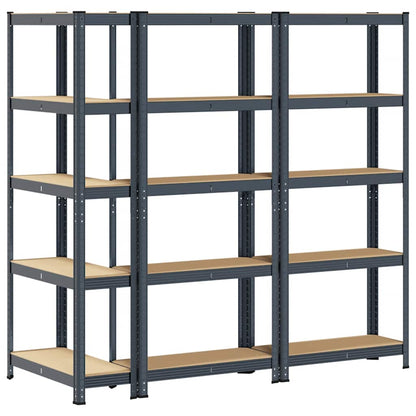 5-Layer Storage Shelves 3 pcs Anthracite Steel&Engineered Wood