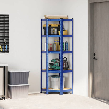 5-Layer Corner Shelf Blue Steel&Engineered Wood