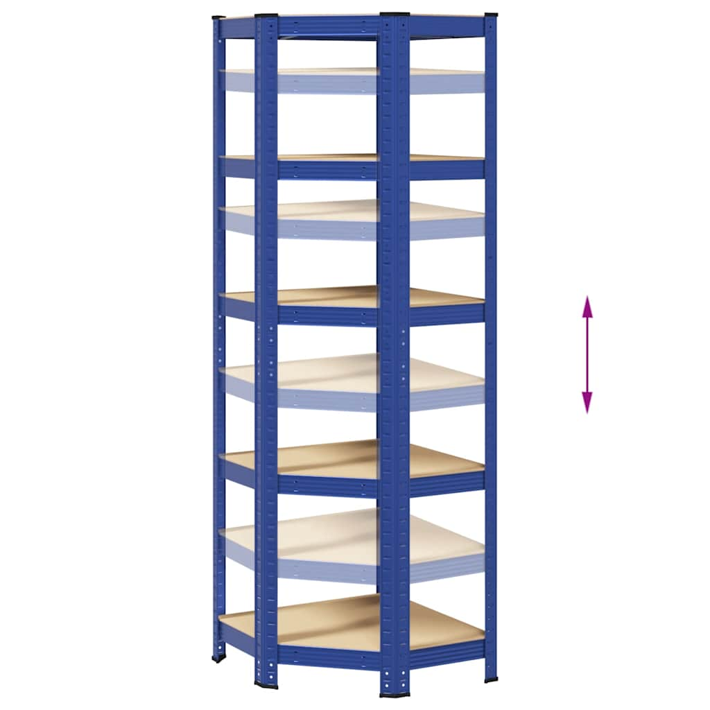 5-Layer Corner Shelf Blue Steel&Engineered Wood