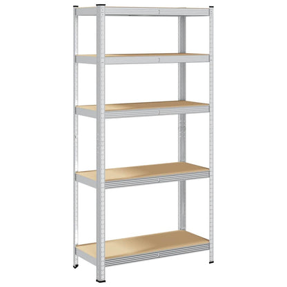 5-Layer Storage Shelf Silver Steel&Engineered Wood