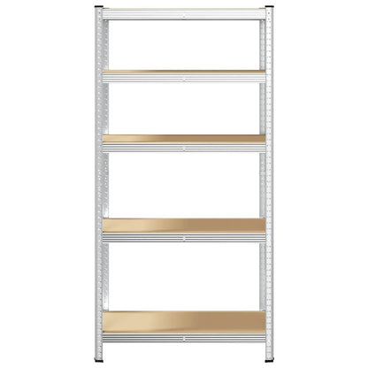 5-Layer Storage Shelf Silver Steel&Engineered Wood