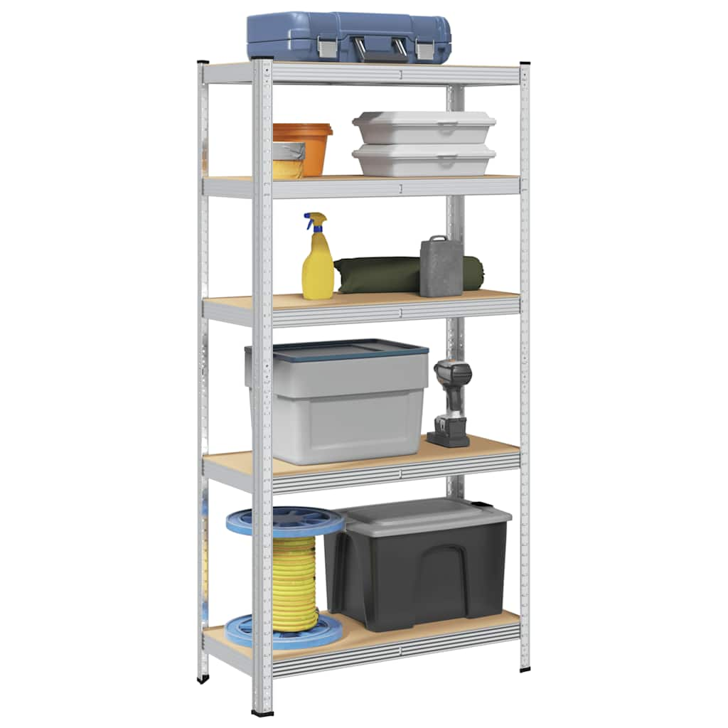 5-Layer Storage Shelf Silver Steel&Engineered Wood