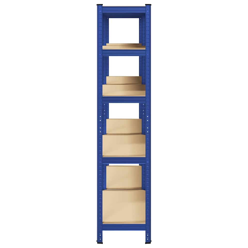 5-Layer Storage Shelves 2 pcs Blue Steel&Engineered Wood