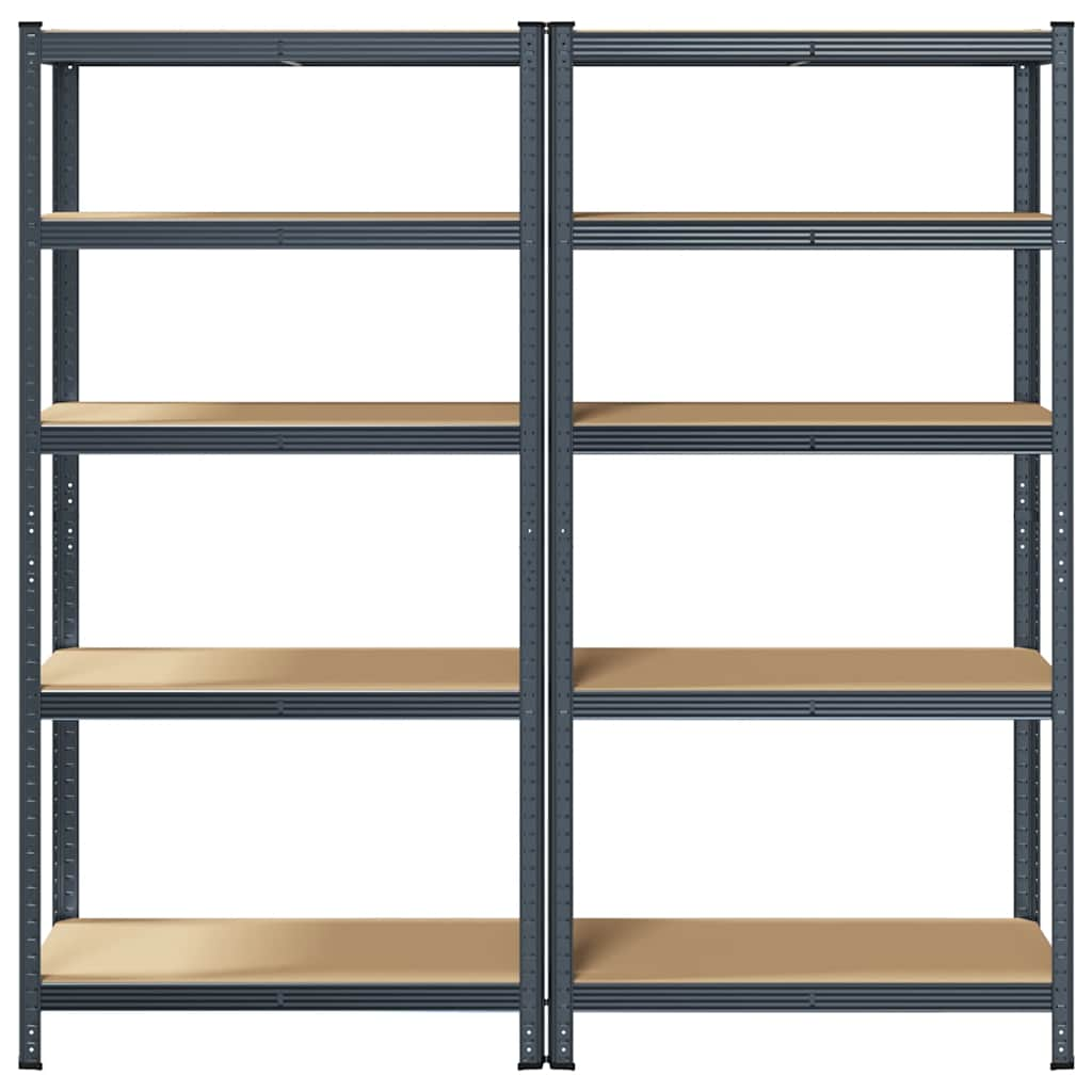 5-Layer Storage Shelves 2 pcs Anthracite Steel&Engineered Wood