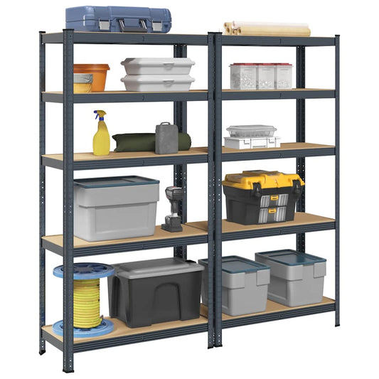 5-Layer Storage Shelves 2 pcs Anthracite Steel&Engineered Wood