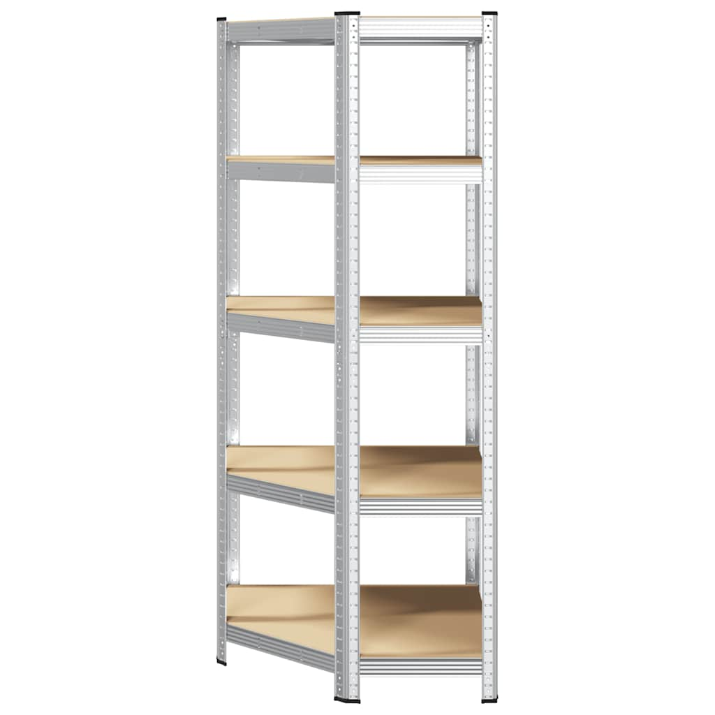 5-Layer Corner Shelf Silver Steel&Engineered Wood