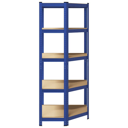 5-Layer Corner Shelf Blue Steel&Engineered Wood