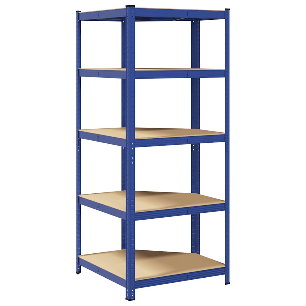 5-Layer Corner Shelf Blue Steel&Engineered Wood