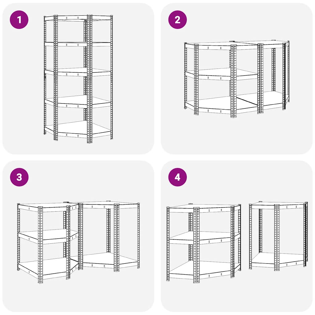 5-Layer Corner Shelf Blue Steel&Engineered Wood