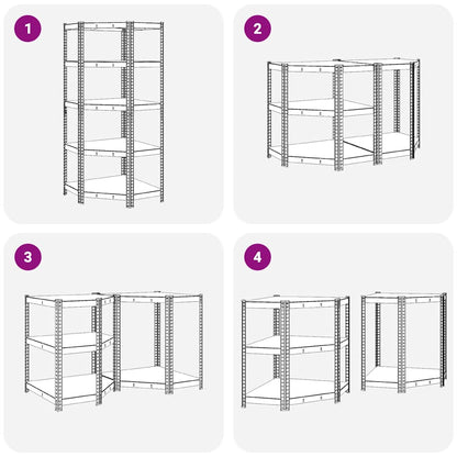 5-Layer Corner Shelf Blue Steel&Engineered Wood