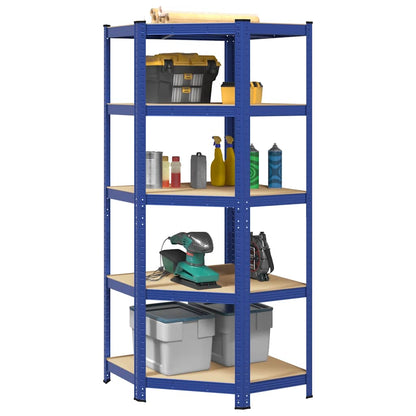 5-Layer Corner Shelf Blue Steel&Engineered Wood