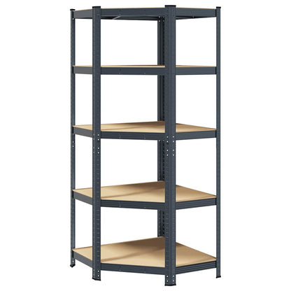 5-Layer Corner Shelf Anthracite Steel&Engineered Wood