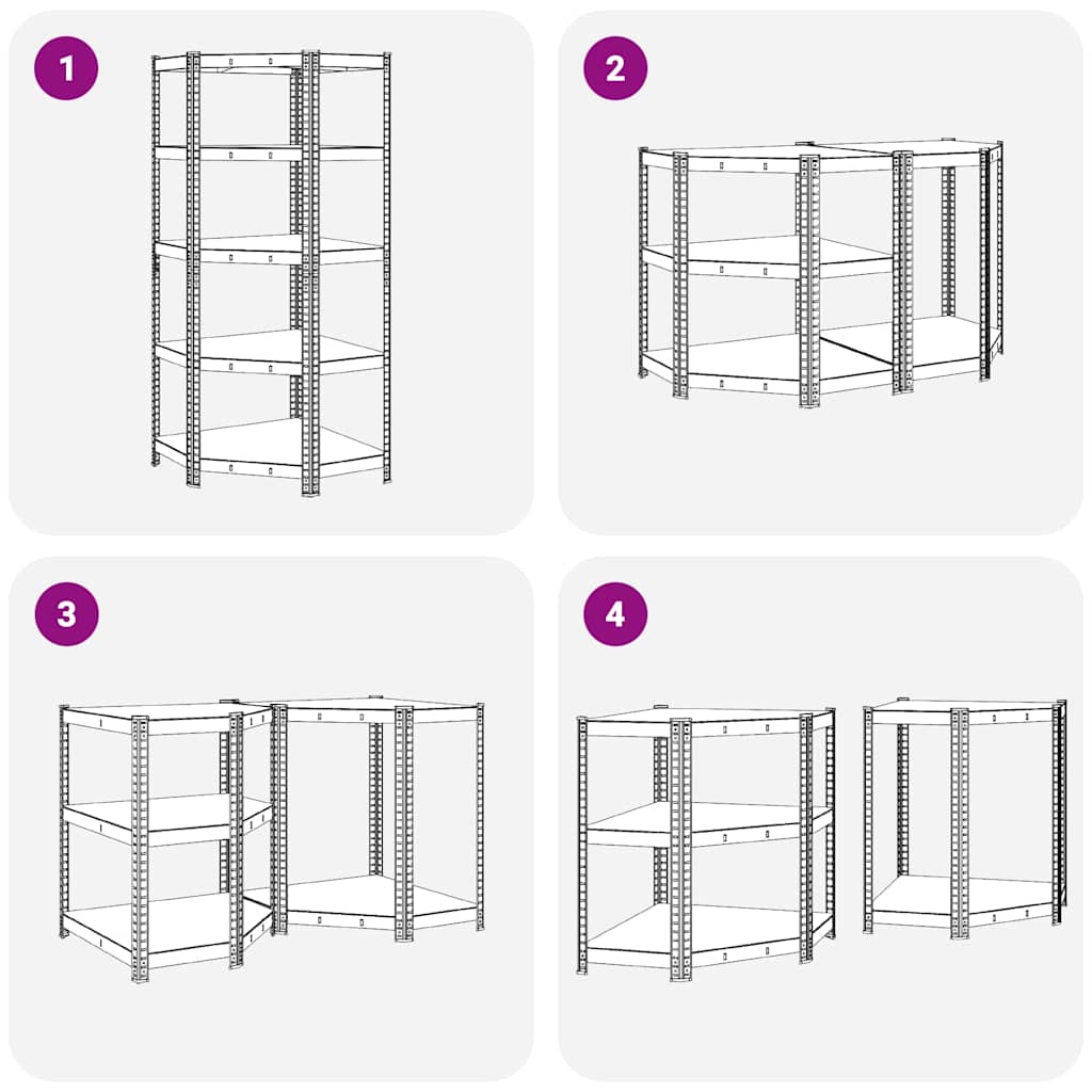 5-Layer Corner Shelf Anthracite Steel&Engineered Wood