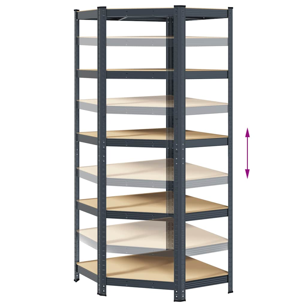 5-Layer Corner Shelf Anthracite Steel&Engineered Wood