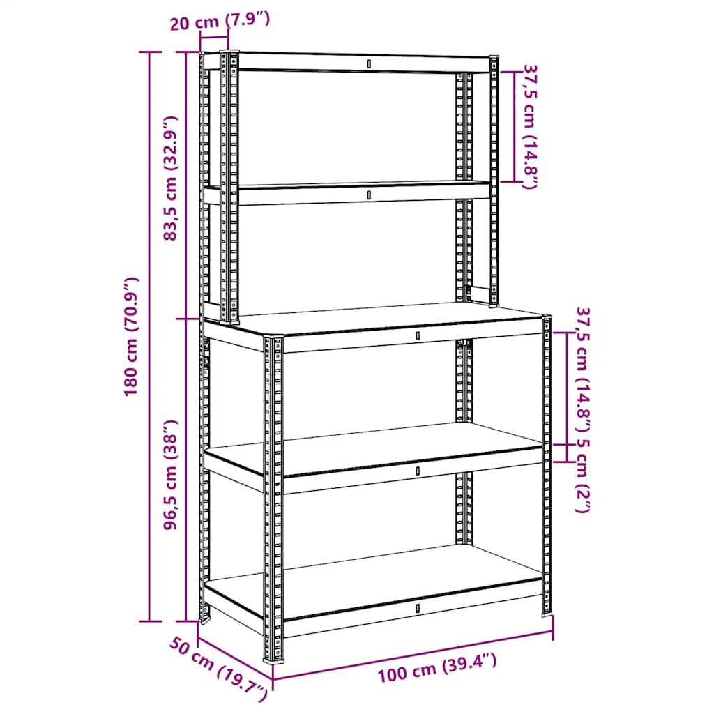 5-Layer Work Table with Shelves Anthracite Steel&Engineered Wood