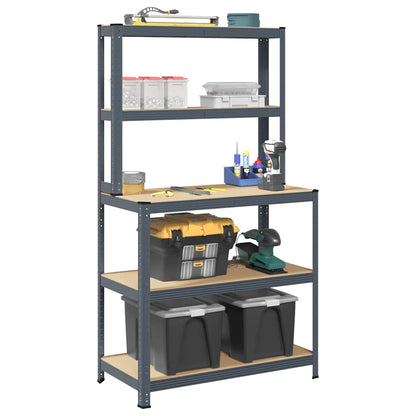 5-Layer Work Table with Shelves Anthracite Steel&Engineered Wood