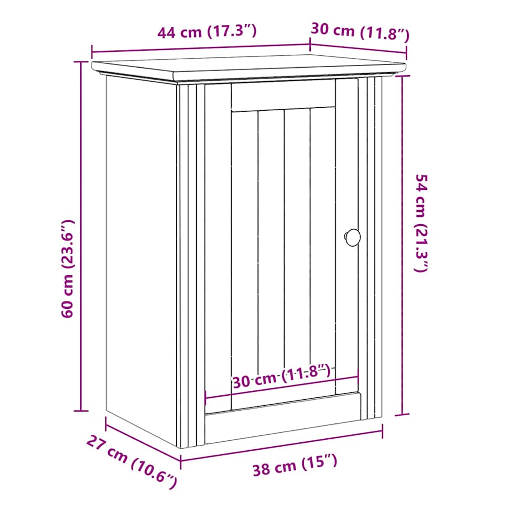 Bathroom Wall Cabinet BODO Grey 44x30x60 cm