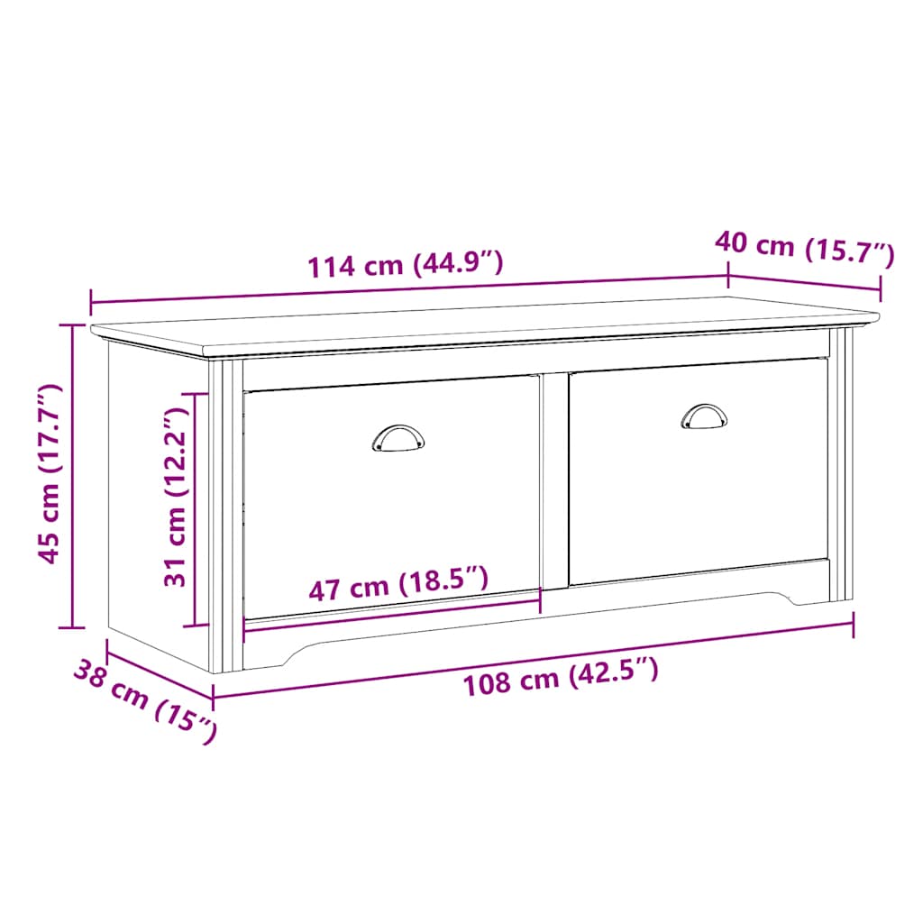 Hallway Bench BODO White 114x40x45 cm