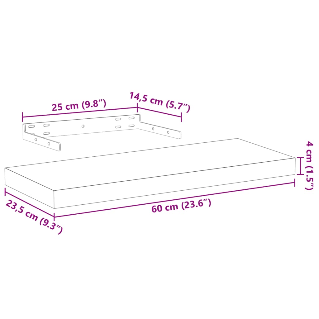 Floating Shelf 60x23.5x4 cm Engineered Wood