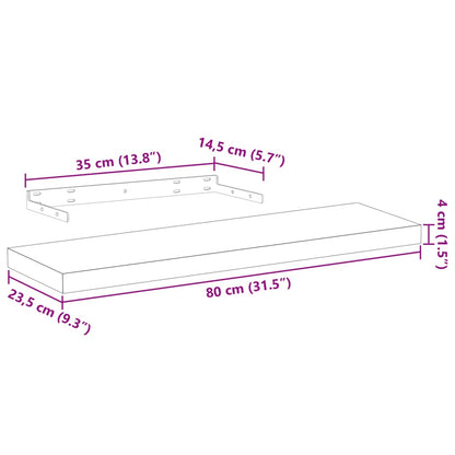 Floating Shelves 4 pcs 80x23.5x4 cm Engineered Wood