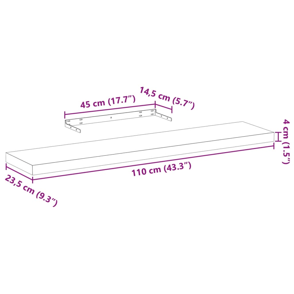 Floating Shelf 110x23.5x4 cm Engineered Wood