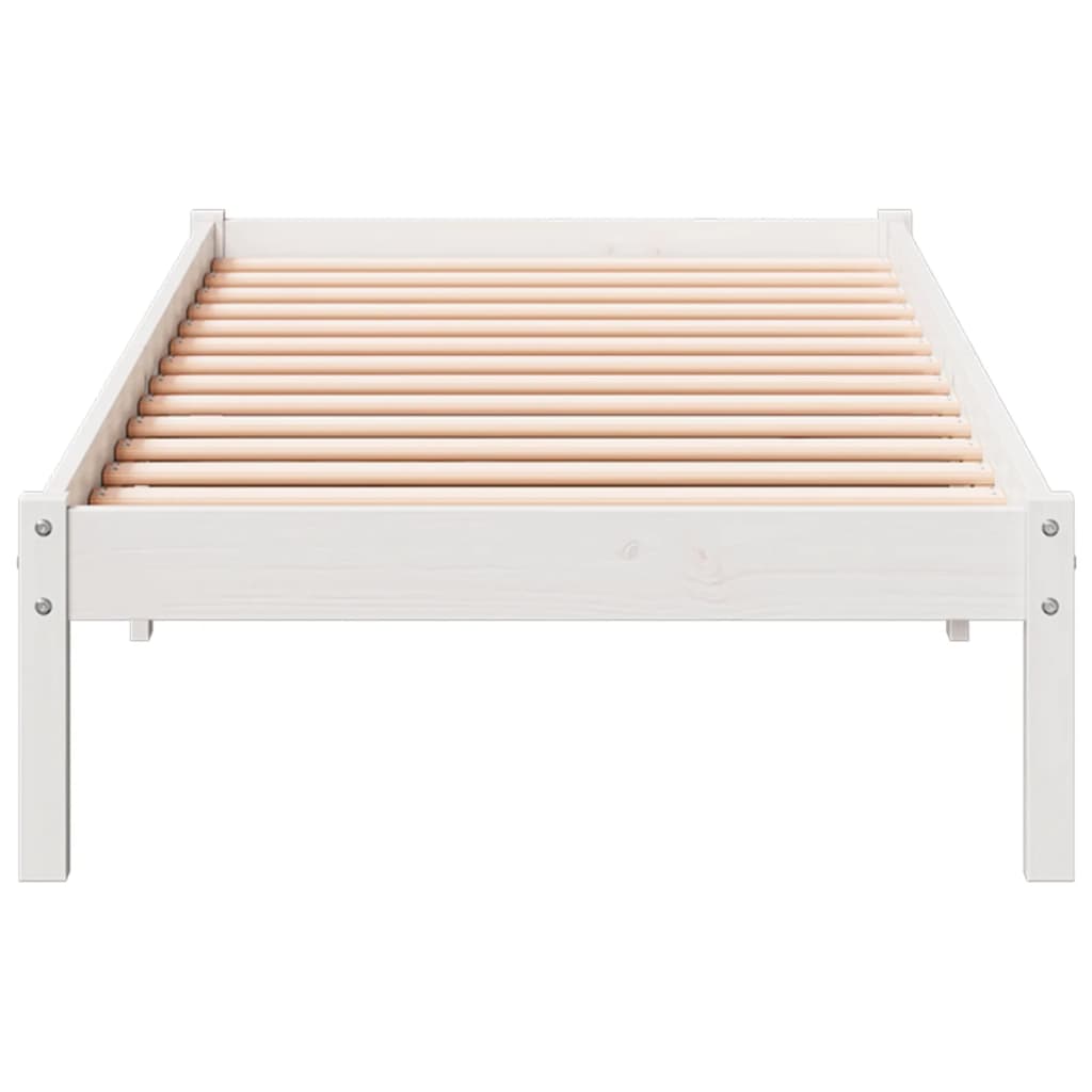 Extra Long Bed Frame without Mattress White 90x210 cm Solid Wood Pine