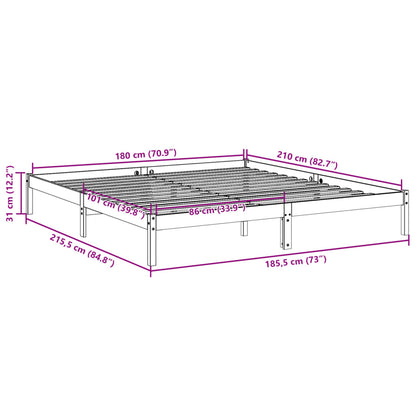 Extra Long Bed Frame without Mattress 180x210 cm Solid Wood Pine