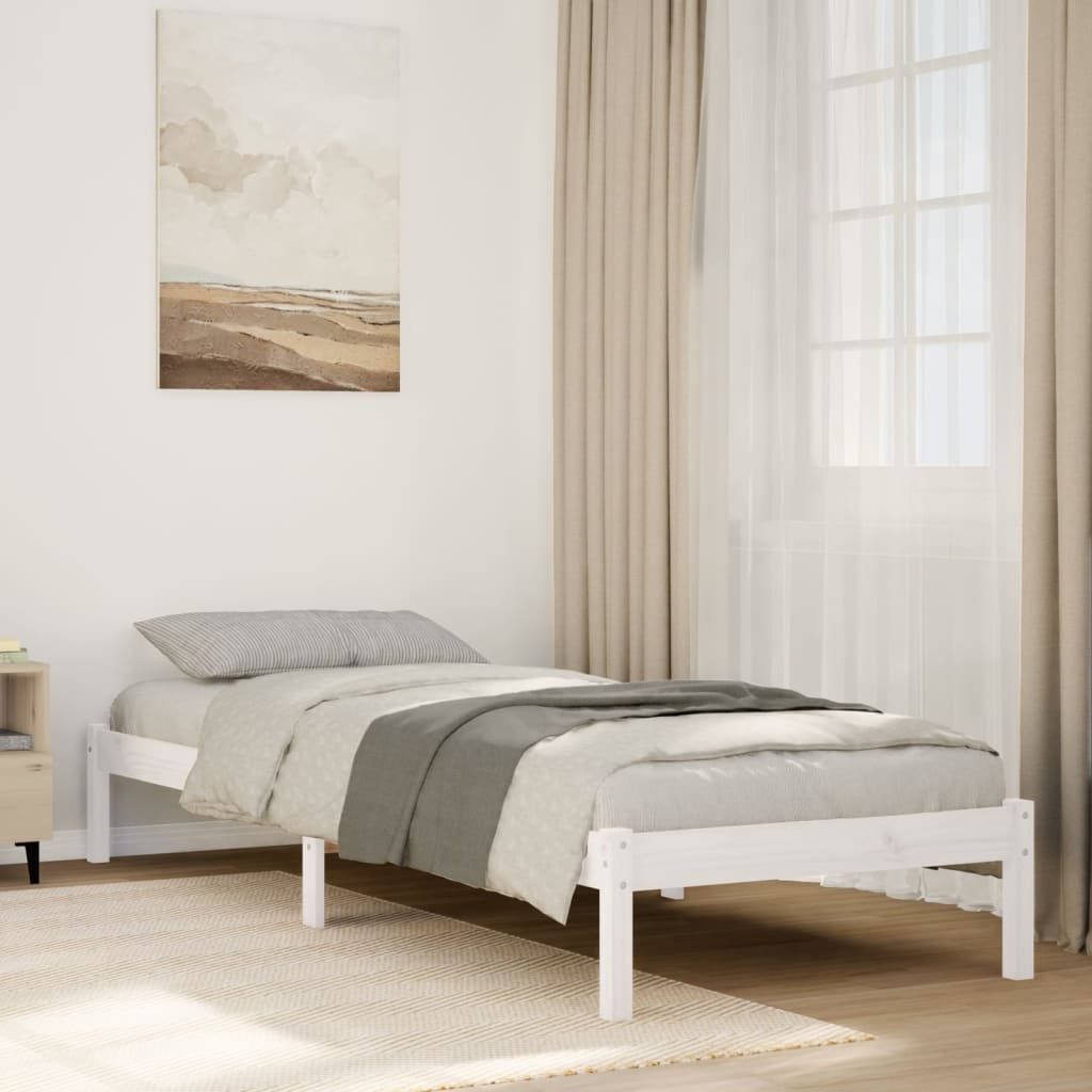 Extra Long Bed Frame without Mattress White 80x220 cm Solid Wood Pine