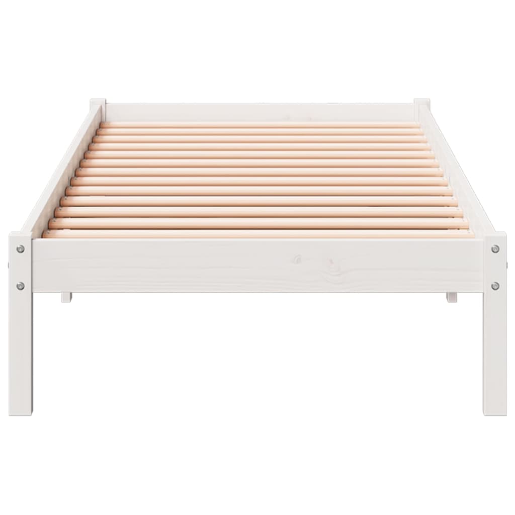 Extra Long Bed Frame without Mattress White 90x220 cm Solid Wood Pine