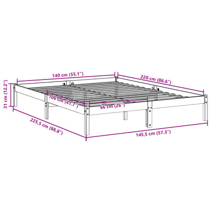 Extra Long Bed Frame without Mattress 140x220 cm Solid Wood Pine