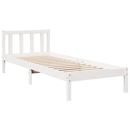 Extra Long Bed Frame without Mattress White 90x210 cm Solid Wood Pine