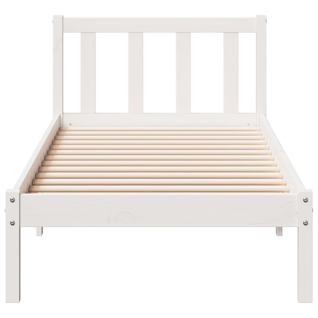 Extra Long Bed Frame without Mattress White 90x210 cm Solid Wood Pine