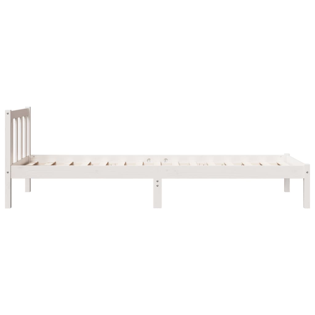 Extra Long Bed Frame without Mattress White 90x210 cm Solid Wood Pine