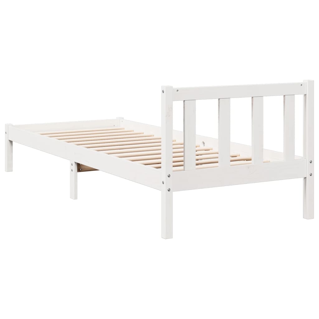 Extra Long Bed Frame without Mattress White 90x210 cm Solid Wood Pine