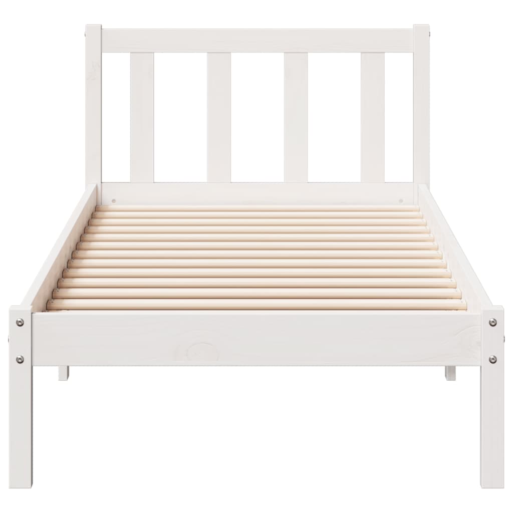 Extra Long Bed Frame without Mattress White 100x210 cm Solid Wood Pine