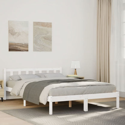 Extra Long Bed Frame without Mattress White 140x210 cm Solid Wood Pine