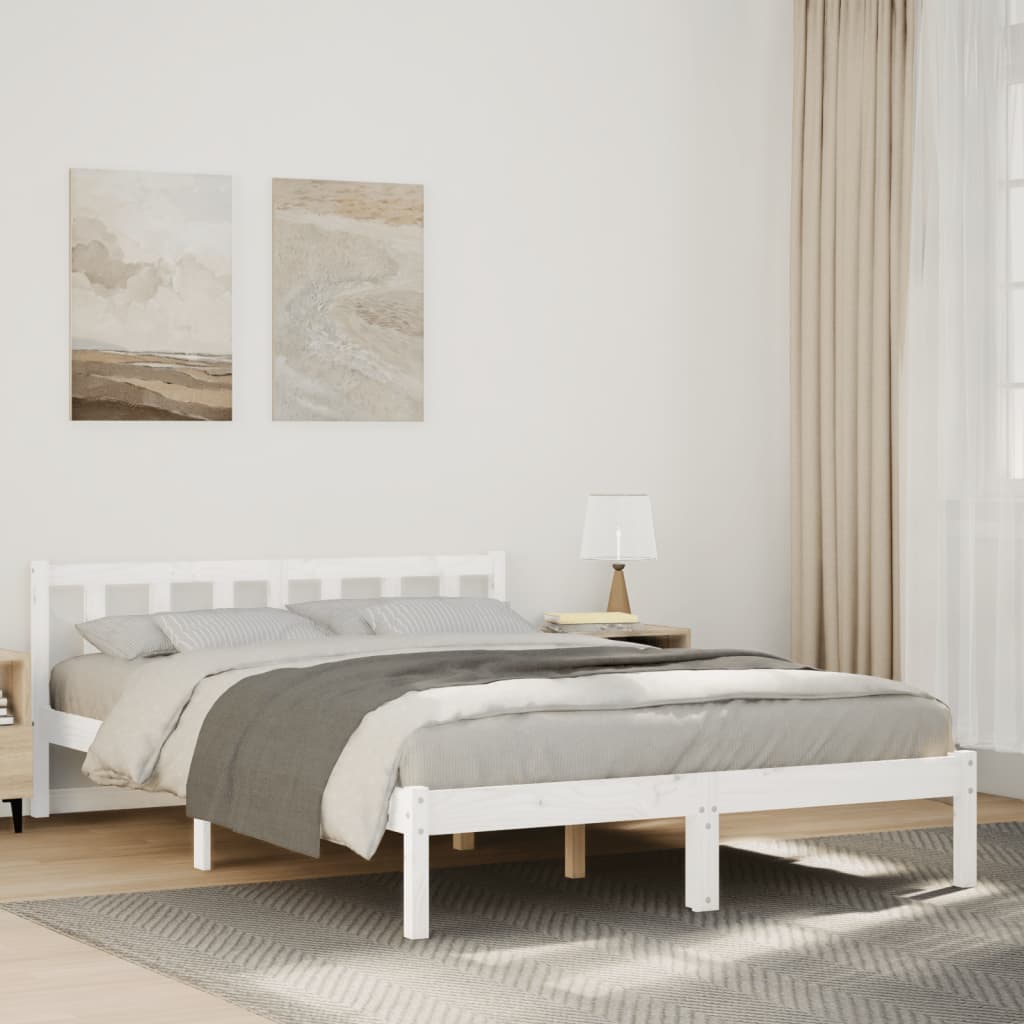 Extra Long Bed Frame without Mattress White 160x210 cm Solid Wood Pine