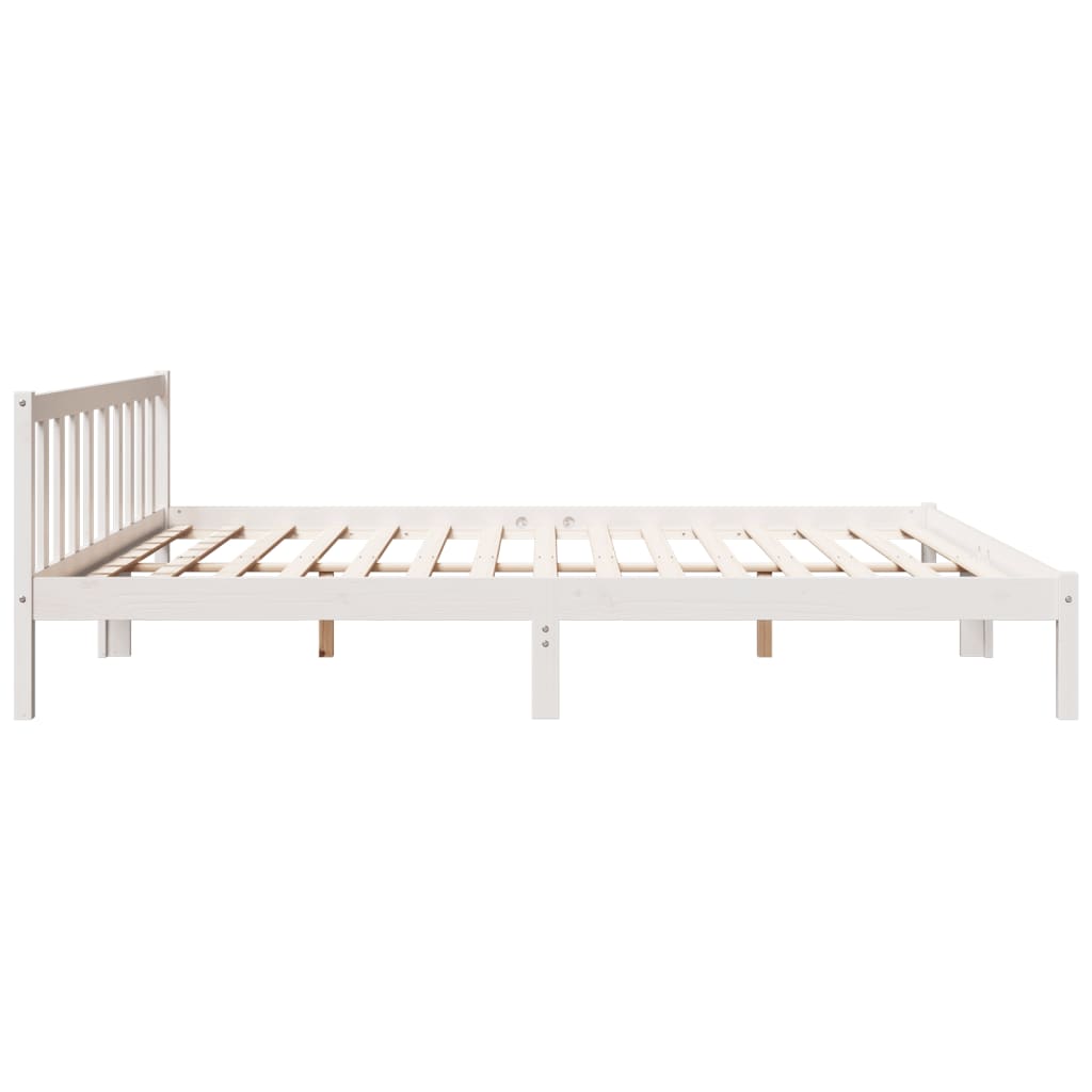 Extra Long Bed Frame without Mattress White 180x210 cm Solid Wood Pine